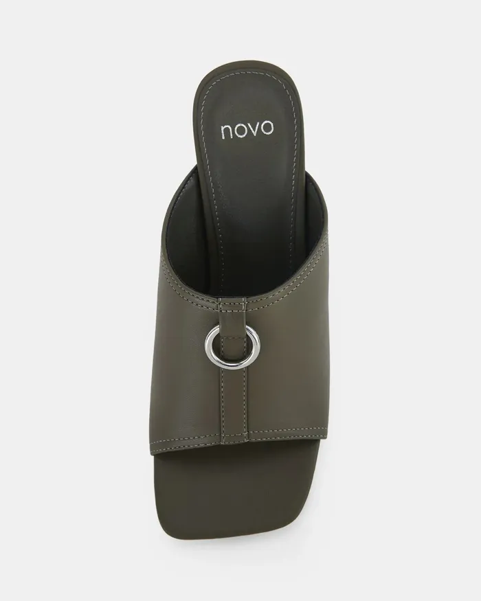 Women FRODO KHAKI Open Toe Heels Peep Toes NOVO Shoes
