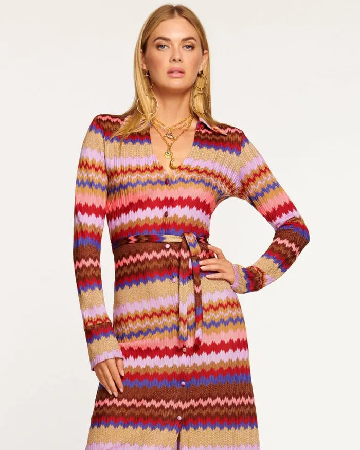 Women Galilea Convertible Knit Midi Dress Holiday Chevron Ramy Brook Dresses