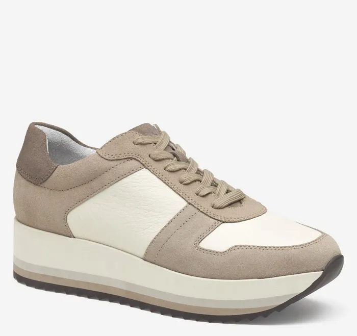 Women Gracie Colorblock LaceUp Taupe Suedebone Calfskin JohnstonandMurphy Sneakers