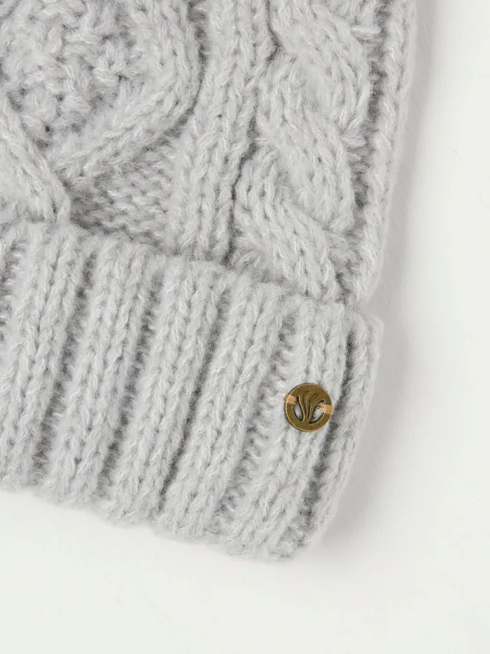 Women Hats Fat Face Grey Billie Cable Bobble Beanie