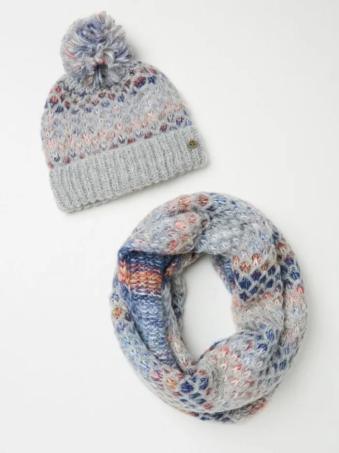 Women Hats Fat Face Grey Spacedye Hat And Snood Gift Set Women Hats Fat Face Grey Spacedye Hat And Snood Gift Set