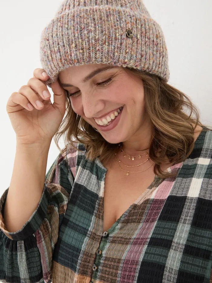 Women Hats Fat Face Natural Nep Beanie