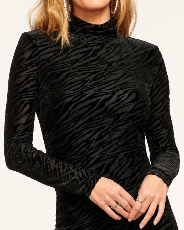 Women Hayley Velvet Midi Dress Zebra Burnout Ramy Brook Dresses Women Hayley Velvet Midi Dress Zebra Burnout Ramy Brook Dresses