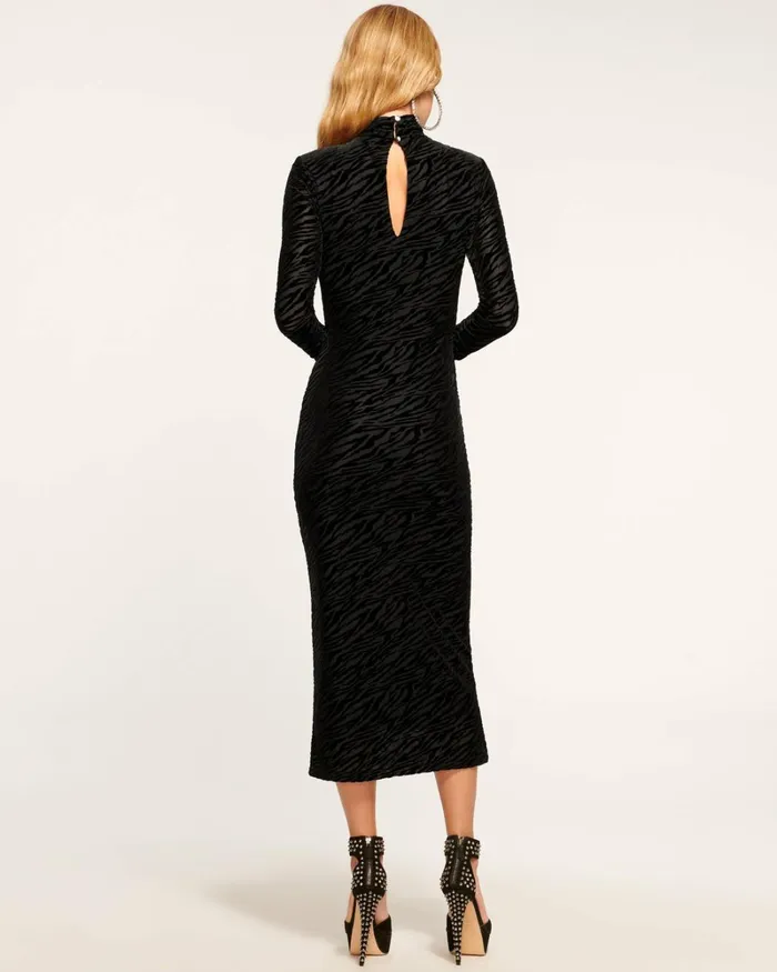Women Hayley Velvet Midi Dress Zebra Burnout Ramy Brook Dresses Women Hayley Velvet Midi Dress Zebra Burnout Ramy Brook Dresses