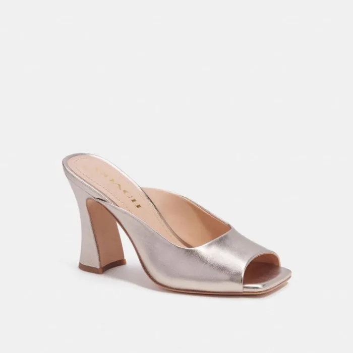 Women Heels Coach Laurence Sandal Platinum Champagne