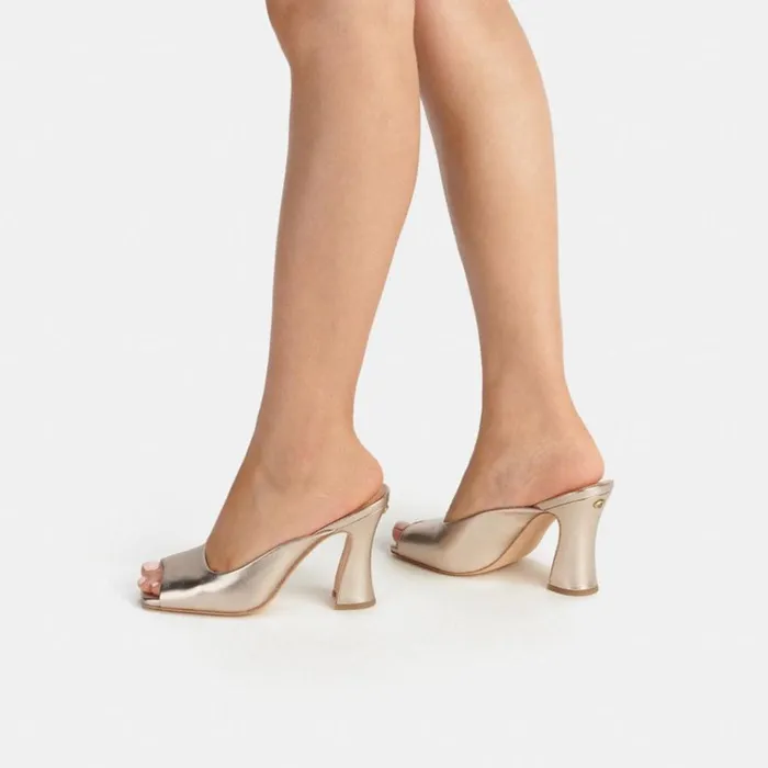 Women Heels Coach Laurence Sandal Platinum Champagne