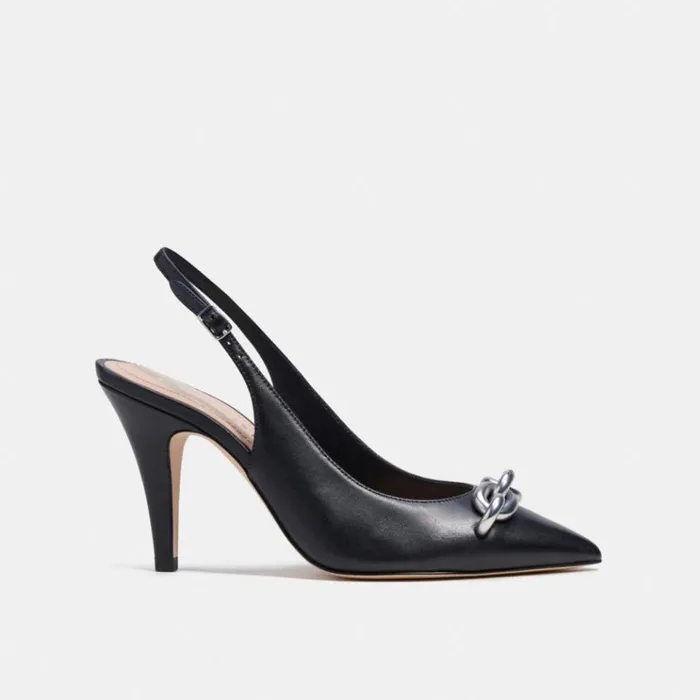 Women Heels Coach Sadie Slingback Pump Blacksilver