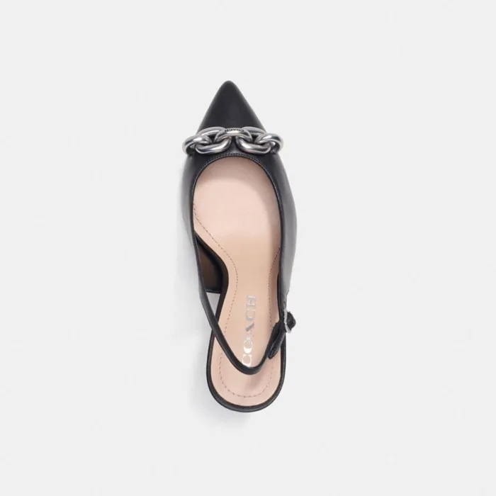 Women Heels Coach Sadie Slingback Pump Blacksilver