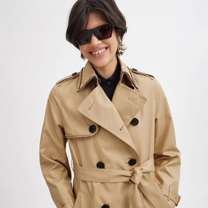 Women Jackets and Outerwear Coach Trench With Braided Detail Khaki