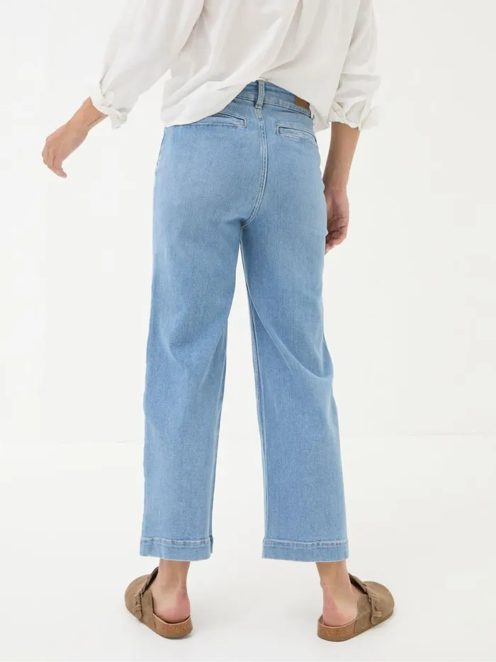 Women Jeans Fat Face Keswick Light Vintage Blue Wide Leg Crop Jeans