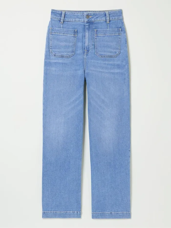 Women Jeans Fat Face Keswick Light Vintage Blue Wide Leg Crop Jeans