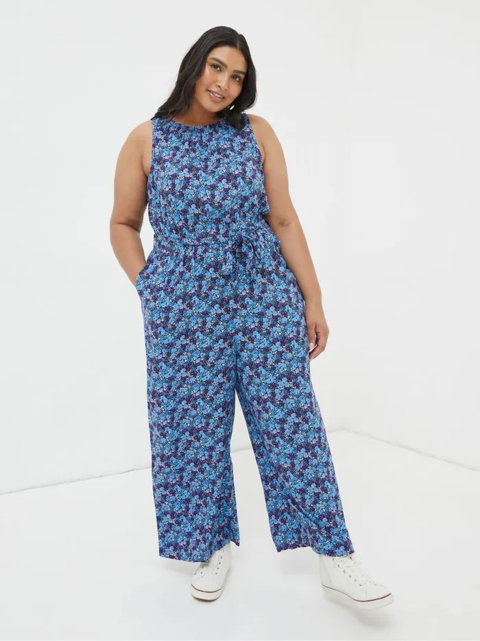 Women Jumpsuits and Playsuits Fat Face Purple Ink Floral Jumpsuit
