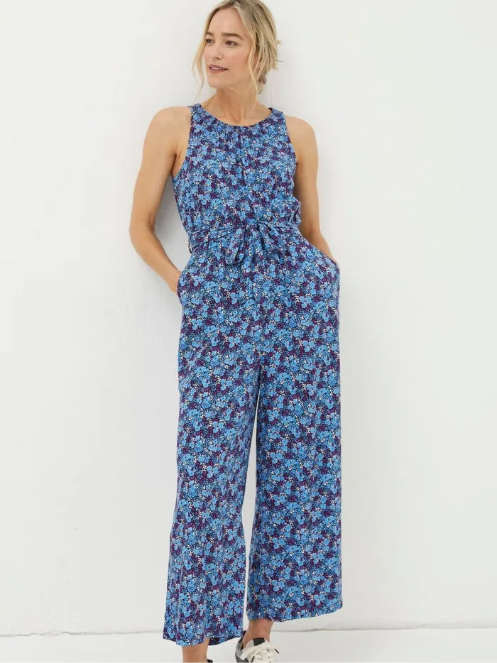 Women Jumpsuits and Playsuits Fat Face Purple Ink Floral Jumpsuit