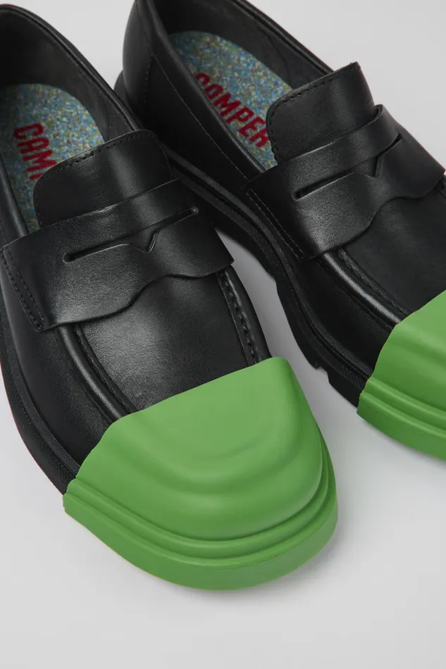Women Junction Black Leather Loafer Camper Formal Shoes
