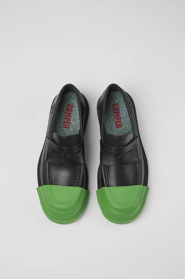 Women Junction Black Leather Loafer Camper Formal Shoes