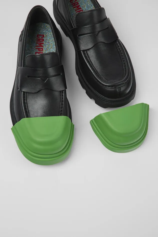 Women Junction Black Leather Loafer Camper Formal Shoes