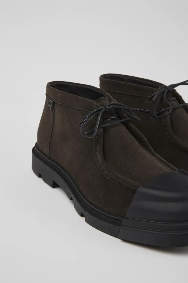 Women Junction Gray Nubuck Shoes Camper Ankle Boots