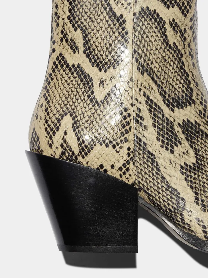 Women Kara SnakeEffect Leather Cowboy Ankle Boots Aeyde Ankle Boots