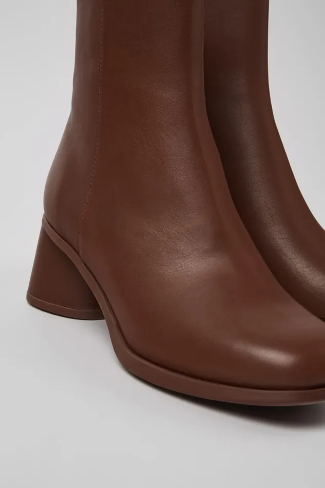Women Kiara Red Leather Boots Camper Ankle Boots
