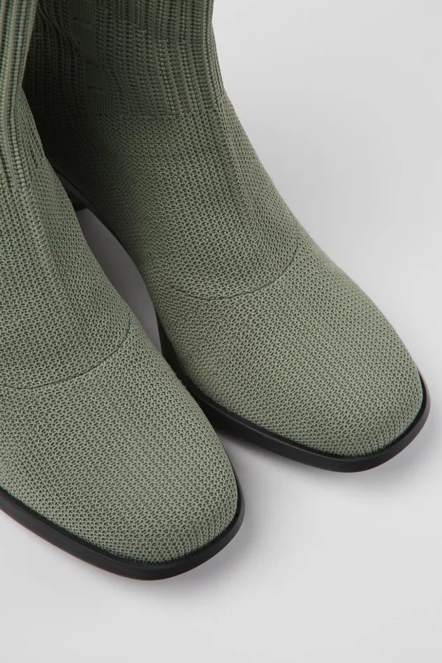Women Kiara TENCEL Green Textile Boots Camper Ankle Boots