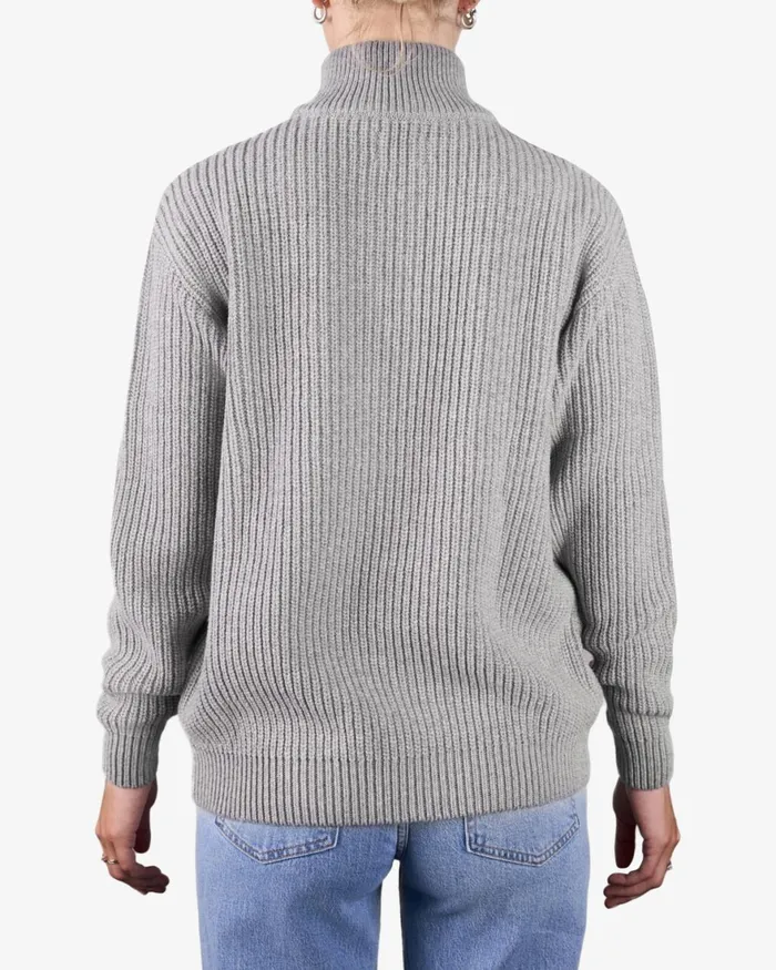 Women Knit Sweaters Colorful Standard Merino Quarter Zip Coffee Brown
