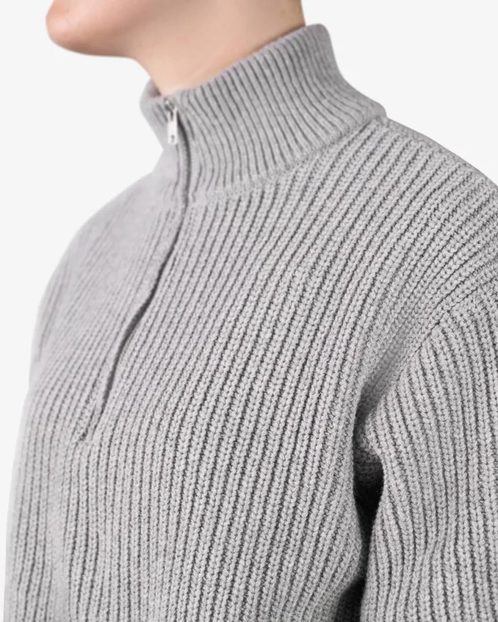 Women Knit Sweaters Colorful Standard Merino Quarter Zip Coffee Brown