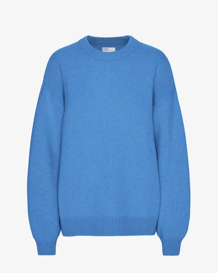 Women Knit Sweaters Colorful Standard Oversized Merino Wool Crew Pacific Blue