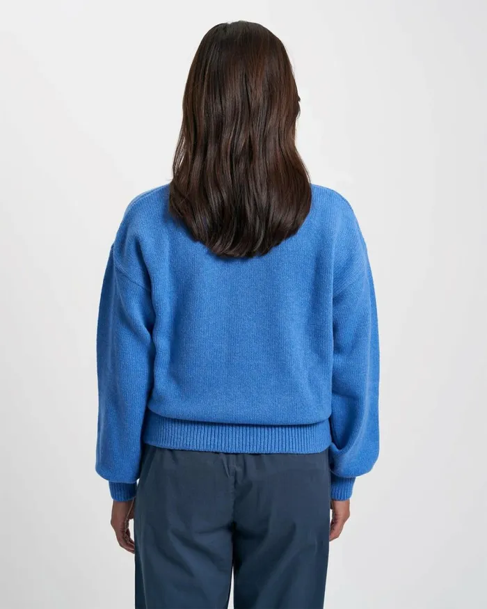 Women Knit Sweaters Colorful Standard Oversized Merino Wool Crew Pacific Blue