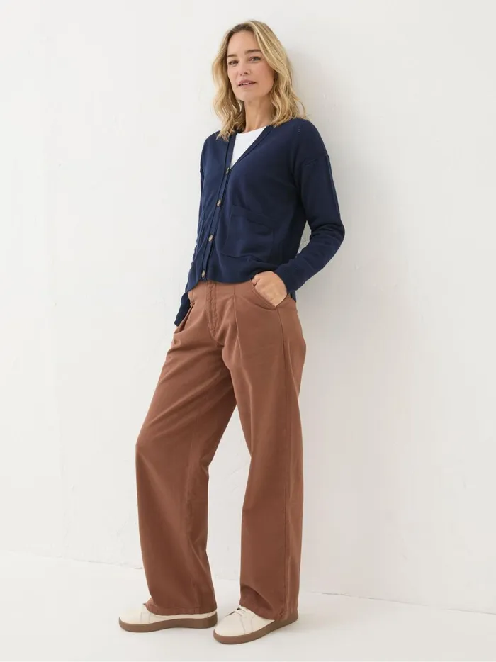 Women Knitwear Fat Face Grace Navy Cotton Cashmere Blend Cardigan