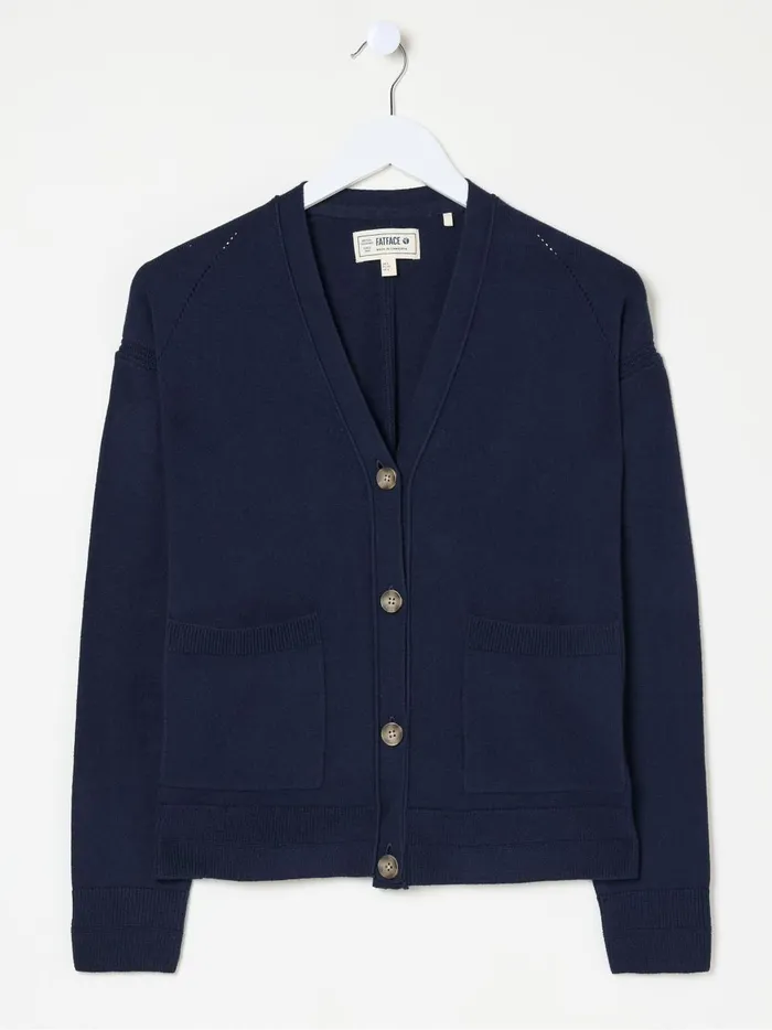 Women Knitwear Fat Face Grace Navy Cotton Cashmere Blend Cardigan