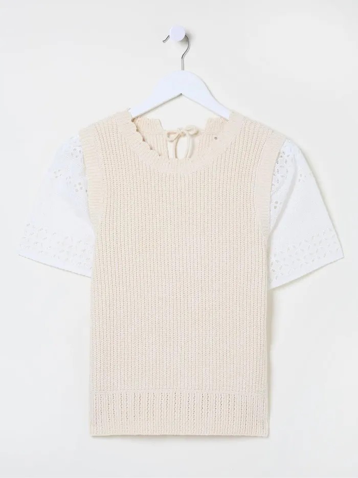 Women Knitwear Fat Face Ivory Lia 2 In 1 Tank