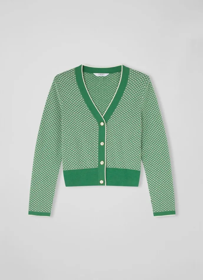 Women Knitwear LKBennett Honey Green And Cream CottonMerino Waffle Knit Cardigan Fern Green Cream Women Knitwear LKBennett Honey Green And Cream CottonMerino Waffle Knit Cardigan Fern Green Cream