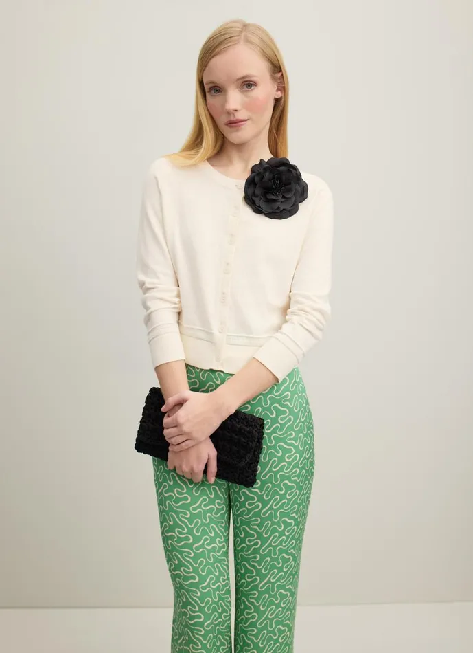 Women Knitwear LKBennett Michelle Ivory Organic Cotton Cardigan Ivory