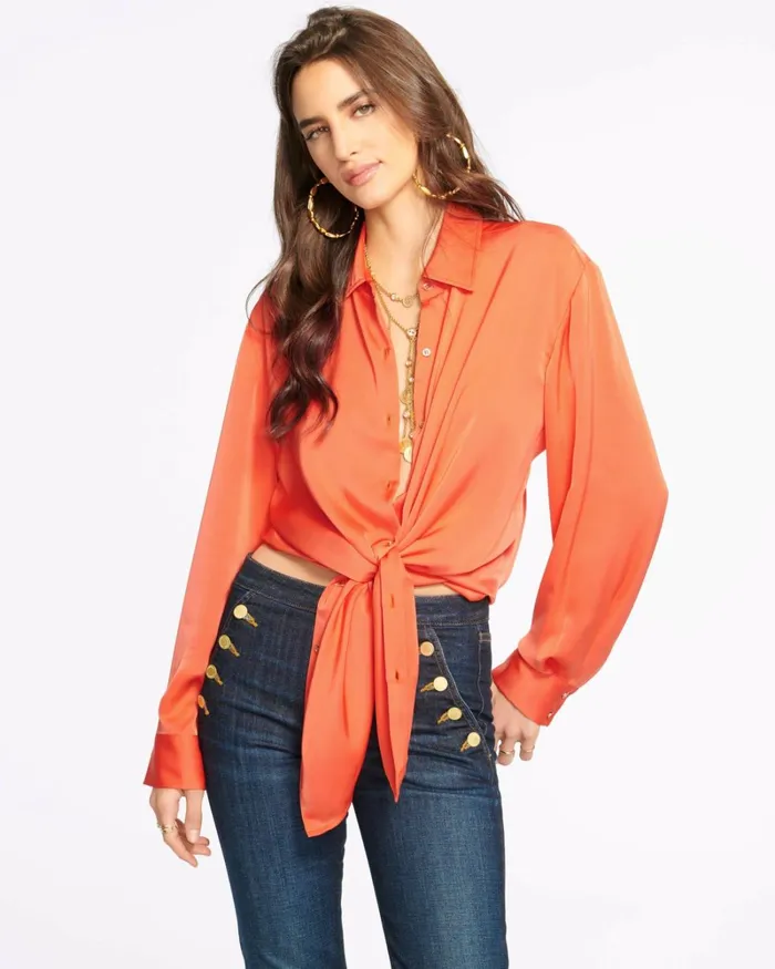 Women Kolby Button Up Blouse Navy Ramy Brook Tops Women Kolby Button Up Blouse Navy Ramy Brook Tops