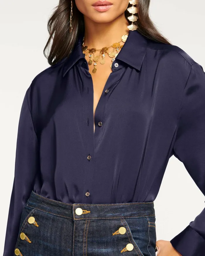 Women Kolby Button Up Blouse Navy Ramy Brook Tops Women Kolby Button Up Blouse Navy Ramy Brook Tops
