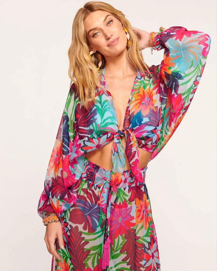 Women Kori Coverup Top Tropical Flower Ramy Brook Swimwear