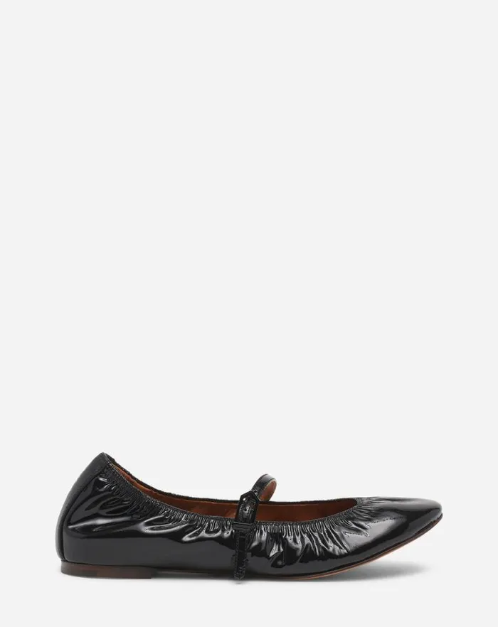 Women Lanvin Ballerinas Mary Jane In Glossy Leather Black