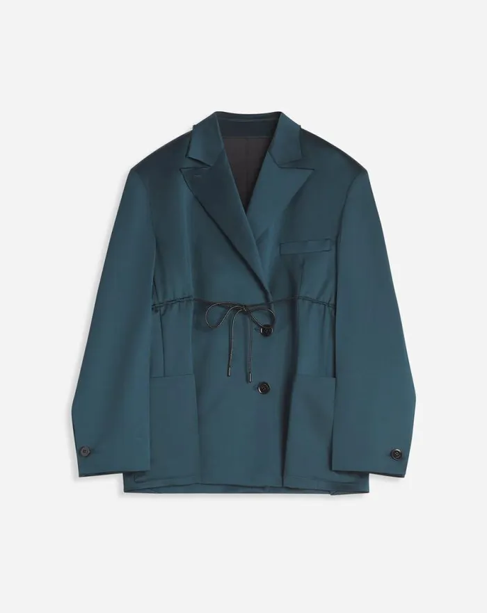 Women Lanvin Coats and Jackets Oversized Belted Jacket Forest Green