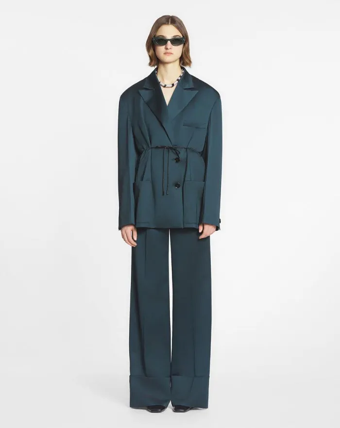 Women Lanvin Coats and Jackets Oversized Belted Jacket Forest Green Women Lanvin Coats and Jackets Oversized Belted Jacket Forest Green