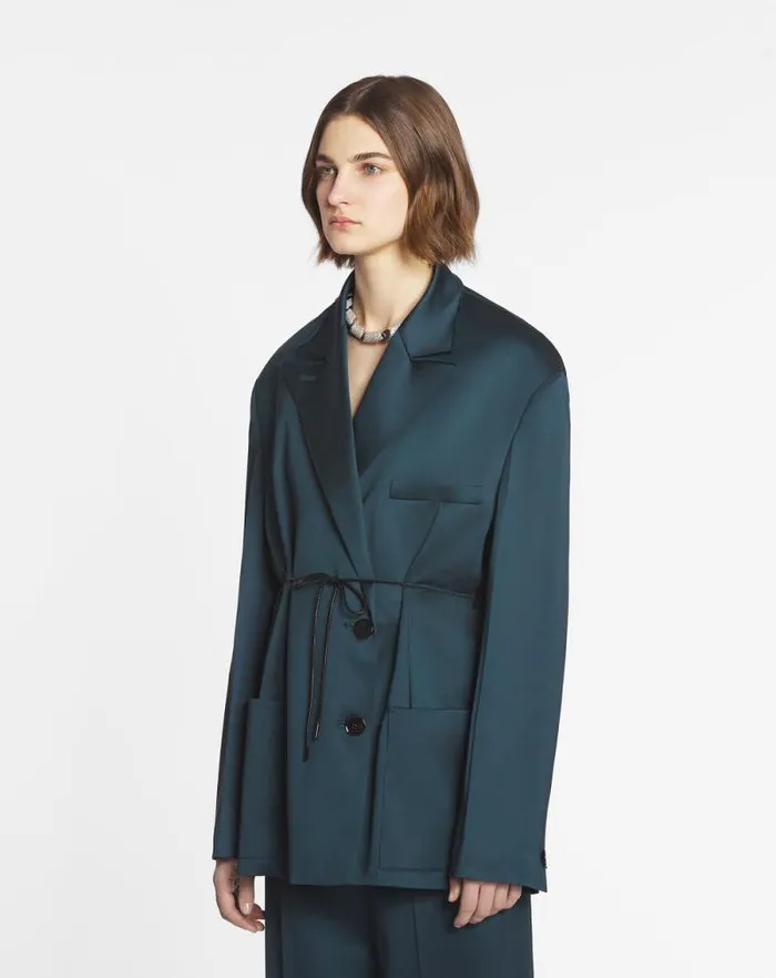 Women Lanvin Coats and Jackets Oversized Belted Jacket Forest Green Women Lanvin Coats and Jackets Oversized Belted Jacket Forest Green