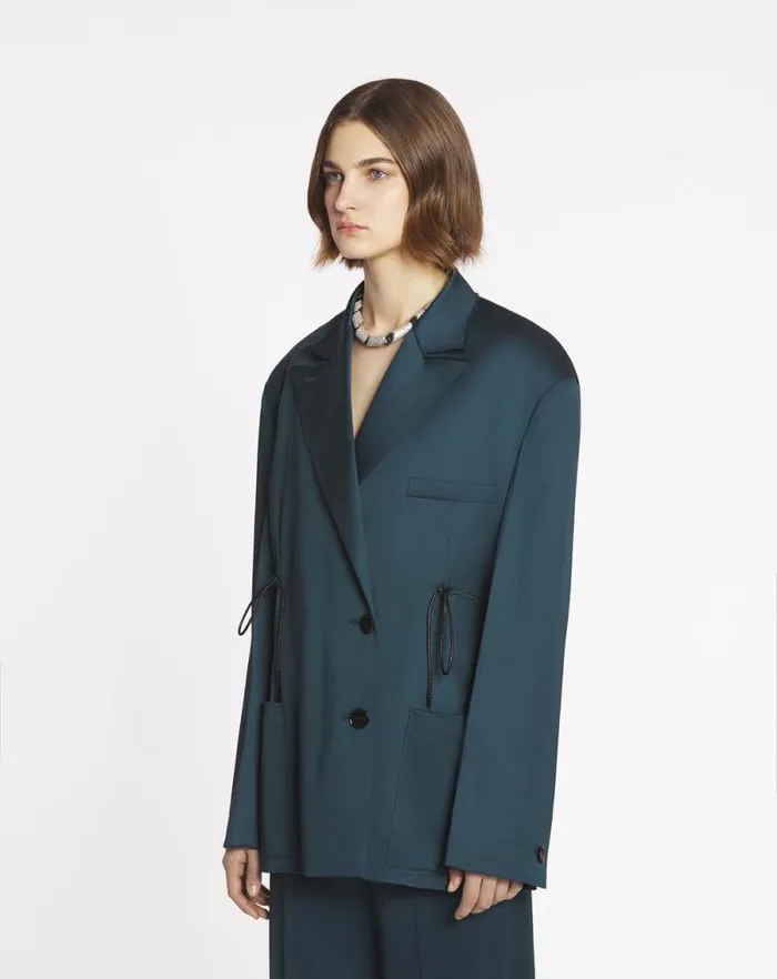 Women Lanvin Coats and Jackets Oversized Belted Jacket Forest Green Women Lanvin Coats and Jackets Oversized Belted Jacket Forest Green