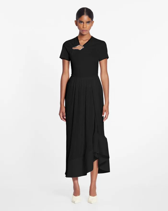 Women Lanvin Skirts and Shorts Pleated Midi Skirt Black Women Lanvin Skirts and Shorts Pleated Midi Skirt Black