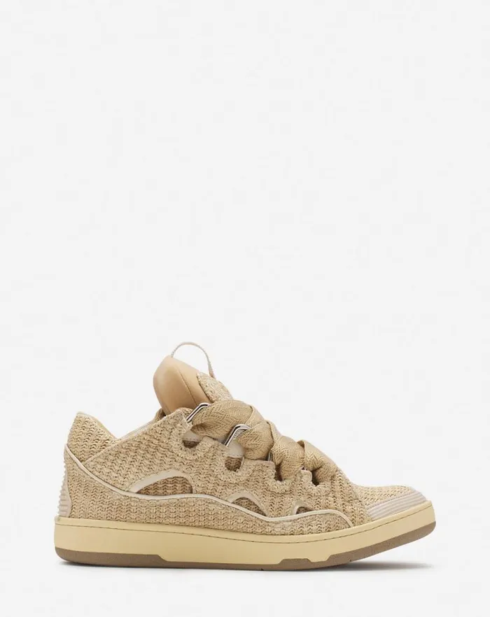 Women Lanvin Sneakers Curb Raffia Sneakers Natural