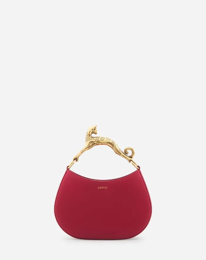 Women Lanvin Tote Bags and Top Handle Bags Hobo Cat Leather Bag Burgundy