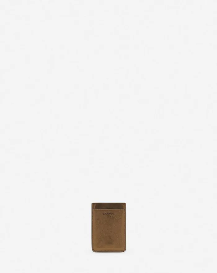 Women Lanvin Wallets and Small Leather Goods Magnetic Cardholder In Metallic Grained Leather Bronze Women Lanvin Wallets and Small Leather Goods Magnetic Cardholder In Metallic Grained Leather Bronze