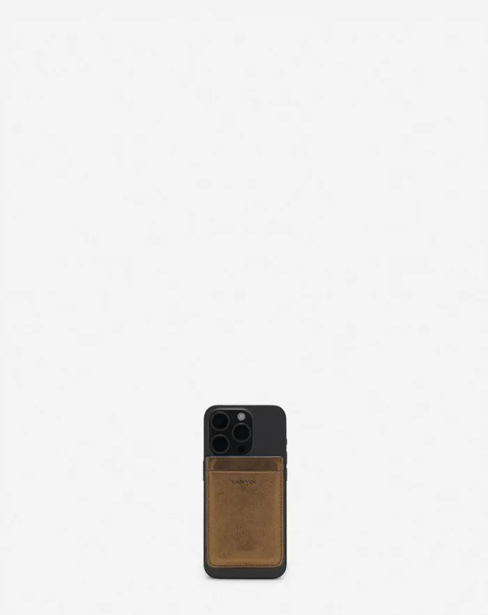 Women Lanvin Wallets and Small Leather Goods Magnetic Cardholder In Metallic Grained Leather Bronze Women Lanvin Wallets and Small Leather Goods Magnetic Cardholder In Metallic Grained Leather Bronze