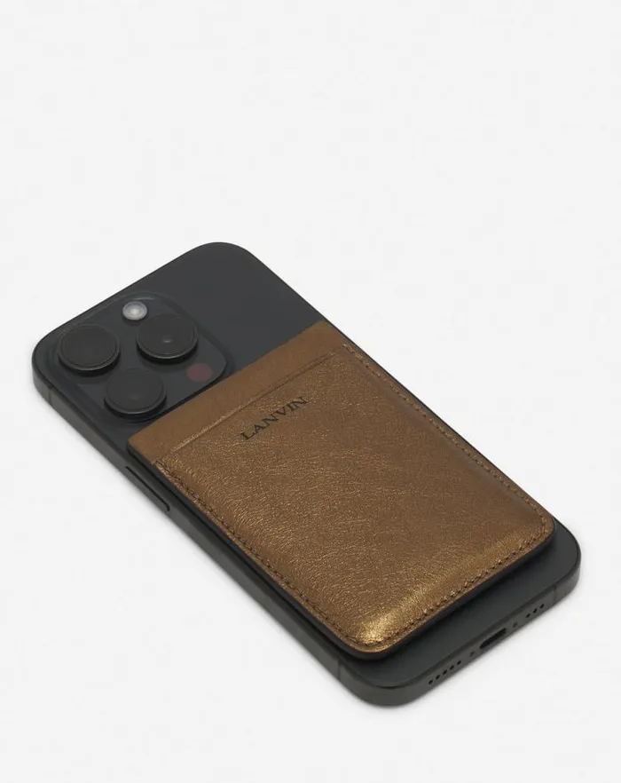 Women Lanvin Wallets and Small Leather Goods Magnetic Cardholder In Metallic Grained Leather Bronze Women Lanvin Wallets and Small Leather Goods Magnetic Cardholder In Metallic Grained Leather Bronze