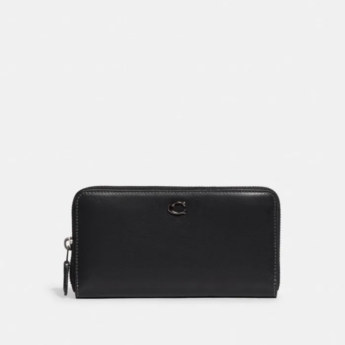 Women Large Wallets Coach Accordion Zip Wallet Pewterblack