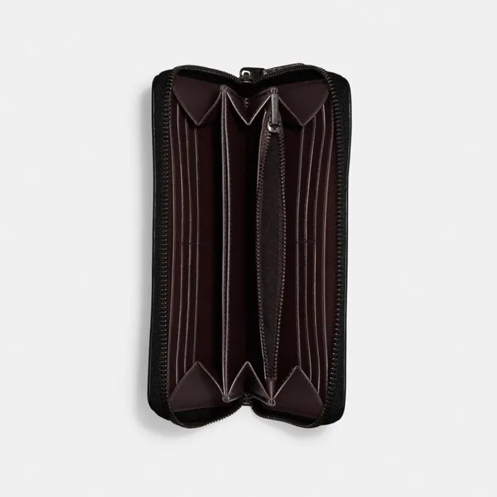 Women Large Wallets Coach Accordion Zip Wallet Pewterblack