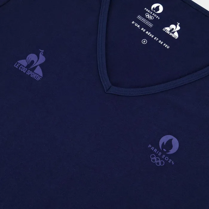 Women Le Coq Sportif Tshirts Polos Shirts And Tops Paris 2024 TShirt Bleu Nuit